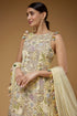Pale Yellow Embroidered Back Tie-Up Kurta With One Frill Sharara And Dupatta
